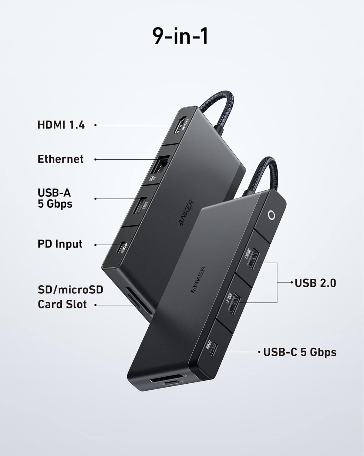 Anker USB C Hub, 552 USB-C Hub (9-in-1, 4K HDMI) with 100W Power Delivery - A8373H11 Anker USB C Hub, 552 USB-C Hub (9-in-1, 4K HDMI) with 100W Power Delivery - A8373H11